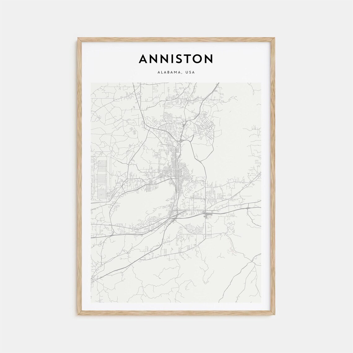 Anniston Alabama USA Minimalist Street Map City Line Art Poster