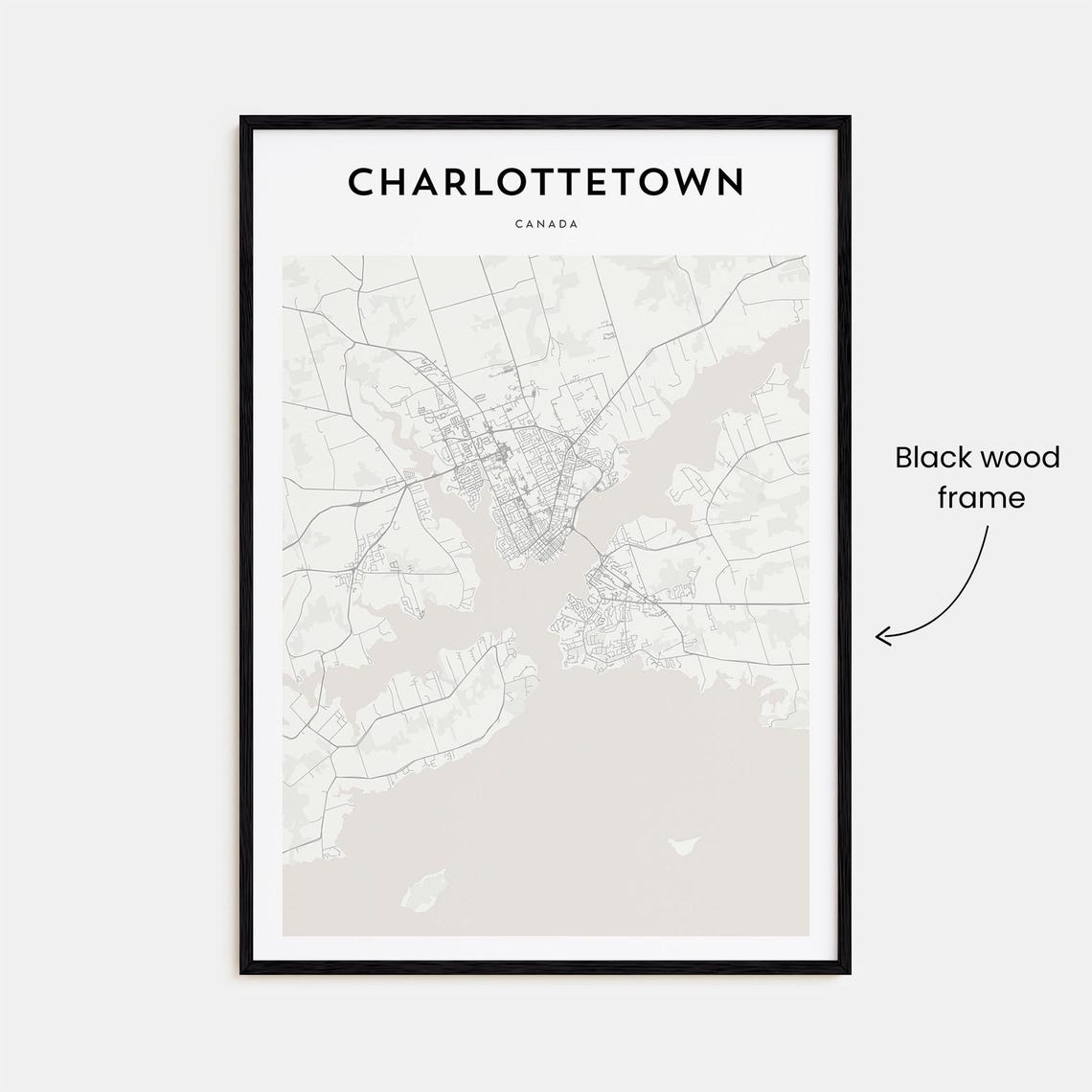 Charlottetown Canada Minimalist Black White City Map Home Decor Poster - Image 3