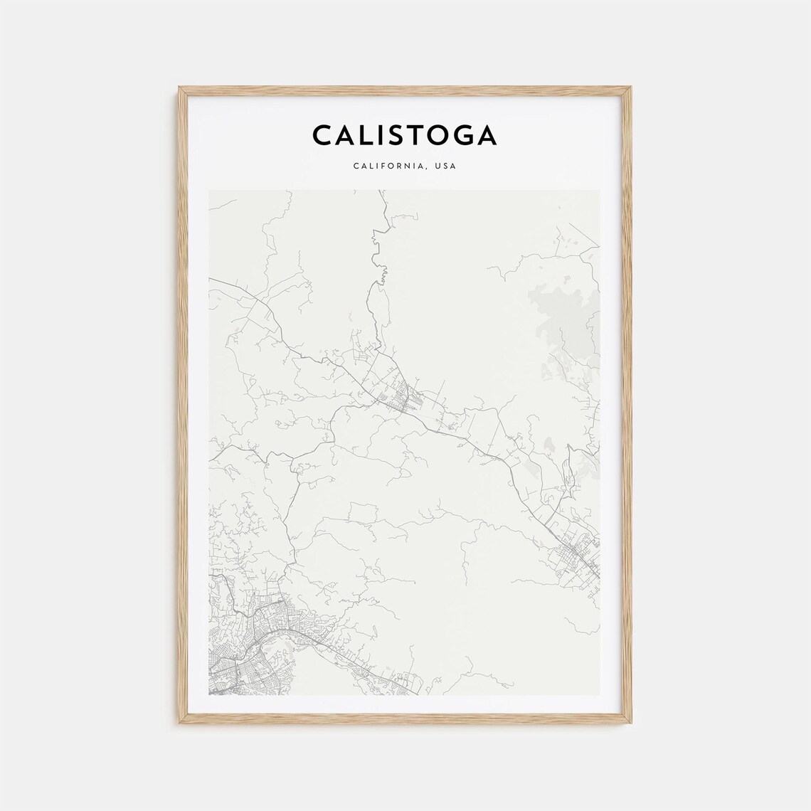 Calistoga California Minimalist Wine Country Street Map Wall Art