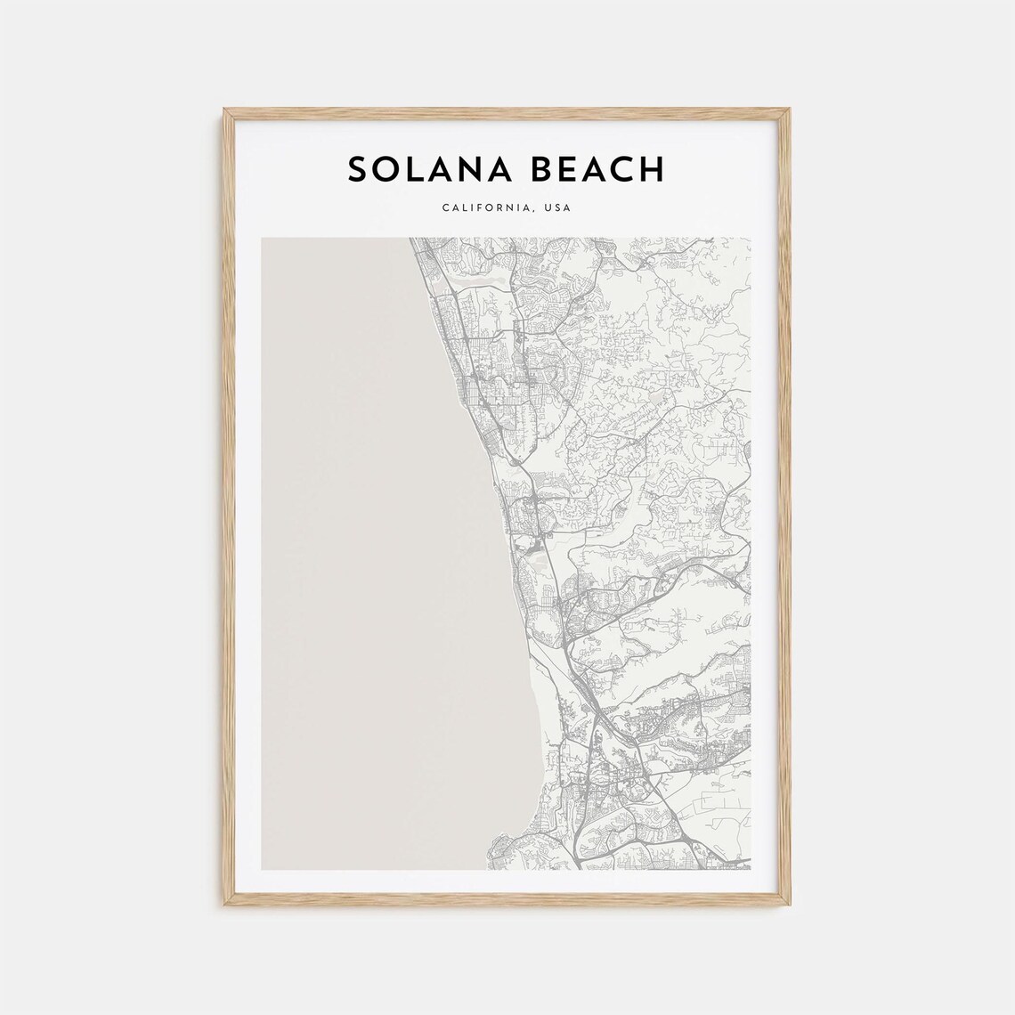 Solana Beach California USA Minimalist Coast Map Travel Poster