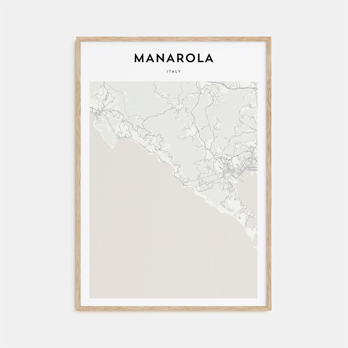 Manarola Italy Minimalist City Street Map Black White Art Poster