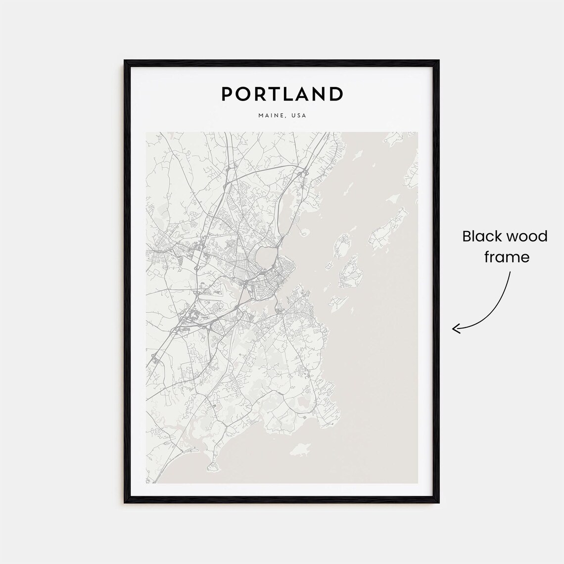 Portland Maine USA Minimalist Modern City Map Street Art Poster - Image 3