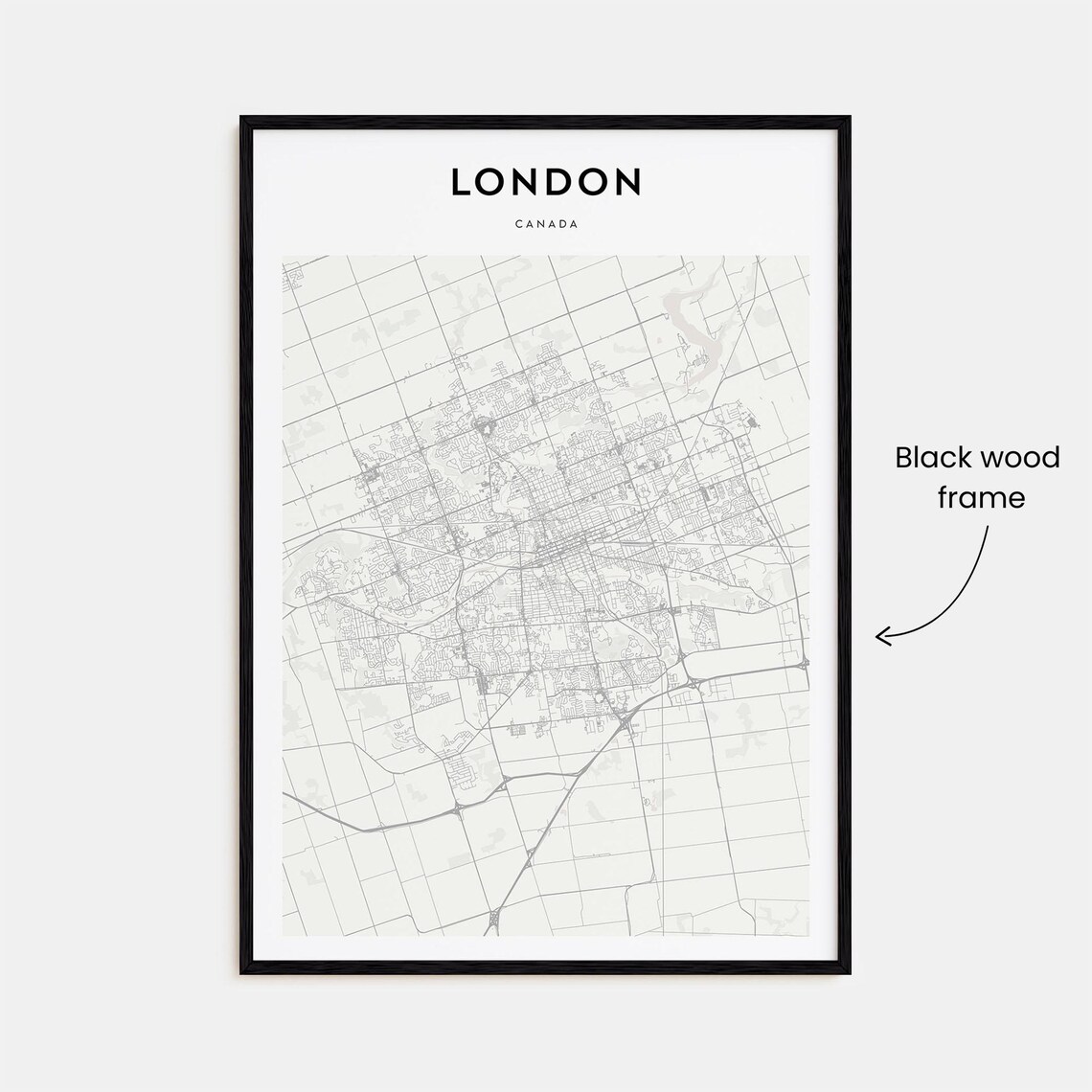 London Canada Ontario Minimalist Black White City Map Street Poster - Image 3