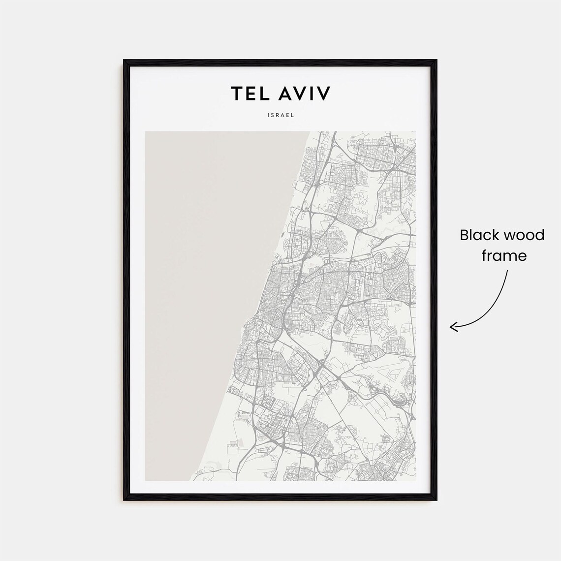Tel Aviv Israel Coastal Street Map Poster Minimalist Modern Decor - Image 3