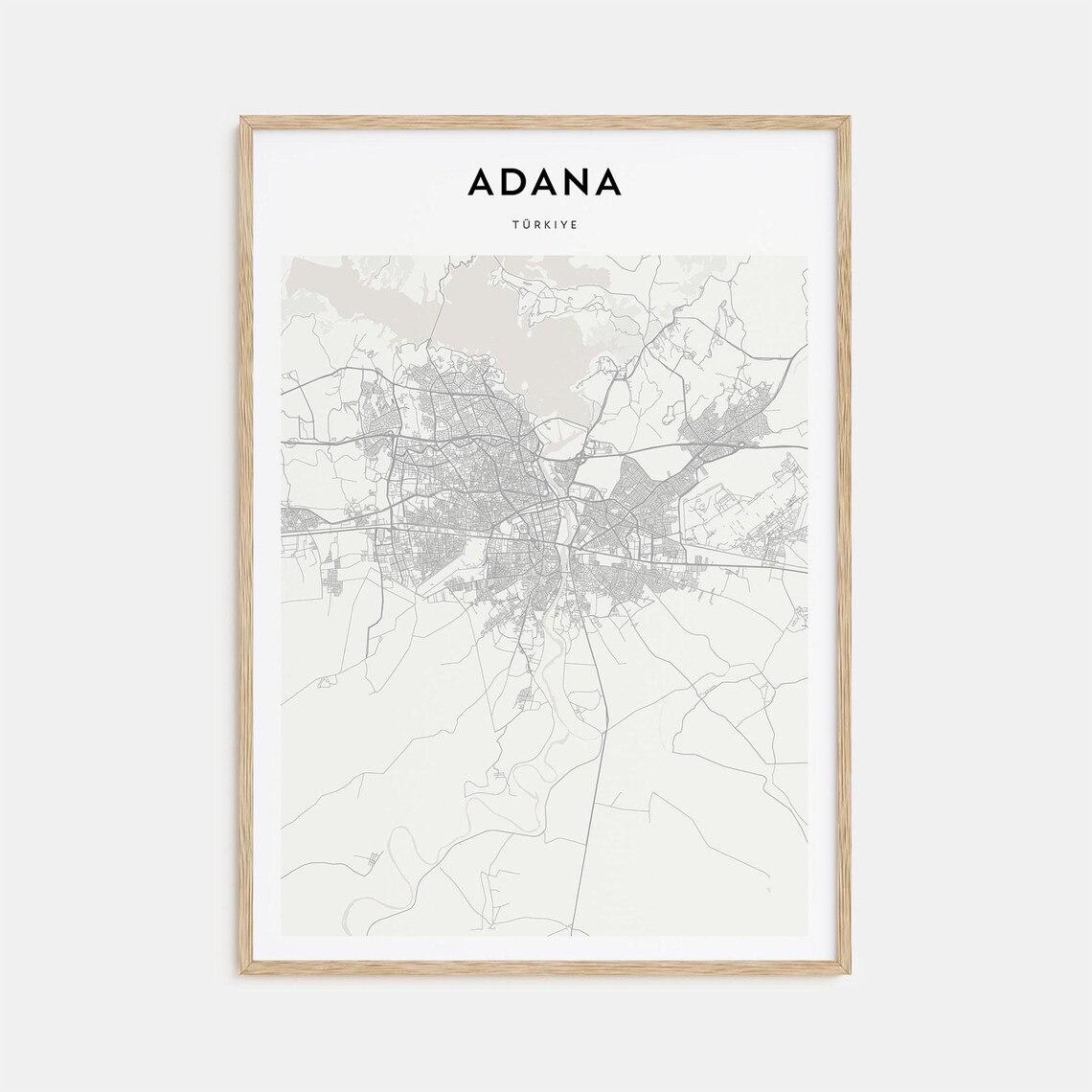 Adana Turkiye Minimalist City Street Map Vintage Travel Poster