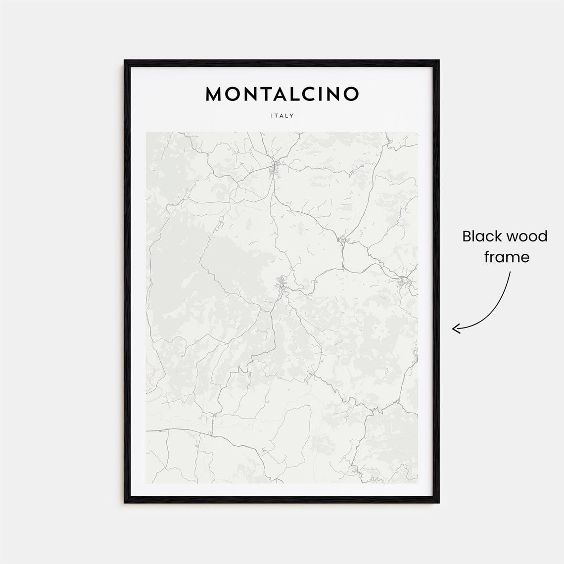 Montalcino Italy Minimalist Light Gray Tuscan Countryside Map Poster - Image 3