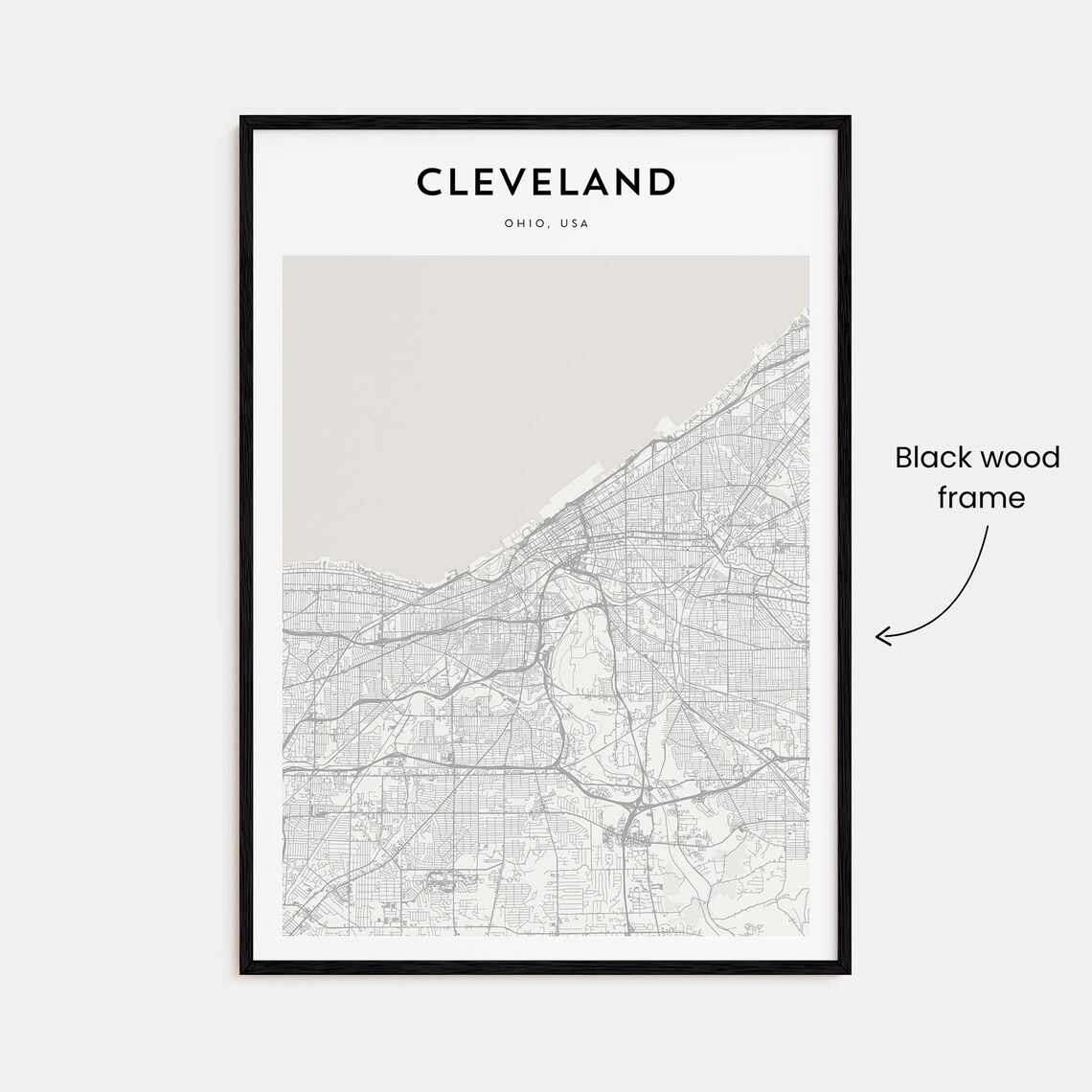 Cleveland Ohio USA Lake Erie Minimalist Street Map Travel Poster - Image 3