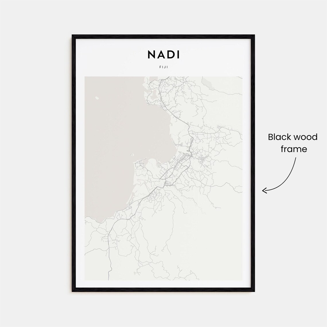 Nadi Fiji Sunny Coastal City Minimalist Beige Street Map Poster - Image 3