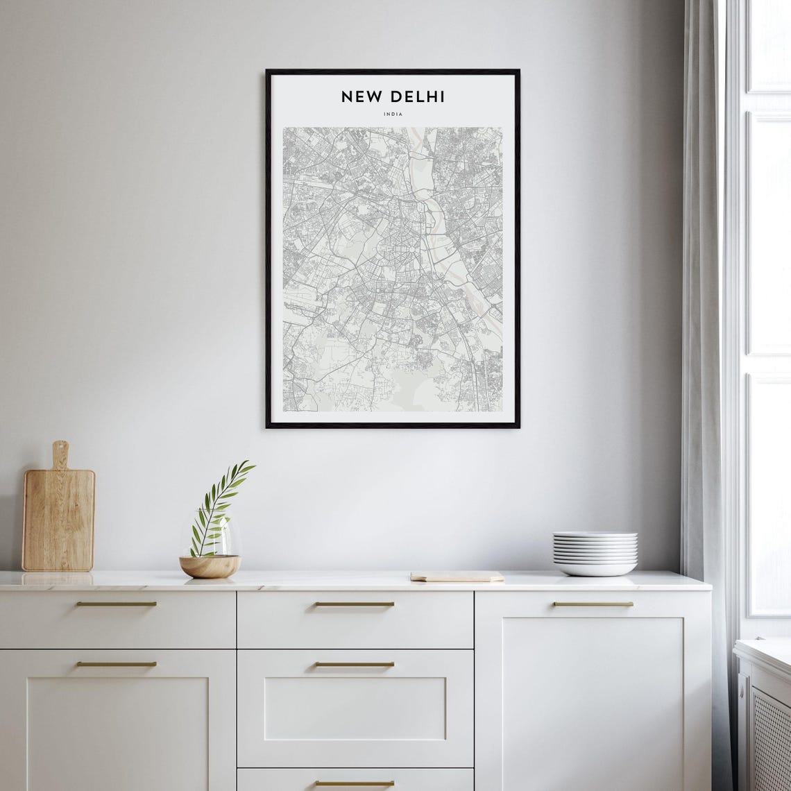 New Delhi India Street Map Poster Minimalist Modern Wall Decor - Image 2