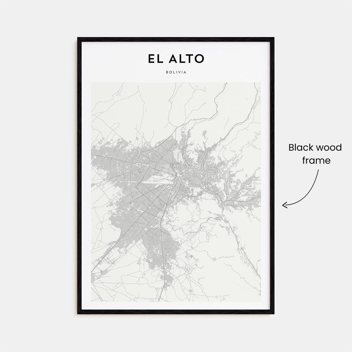 El Alto Bolivia Minimalist Beige Street Map Poster Home Decor Art - Image 3