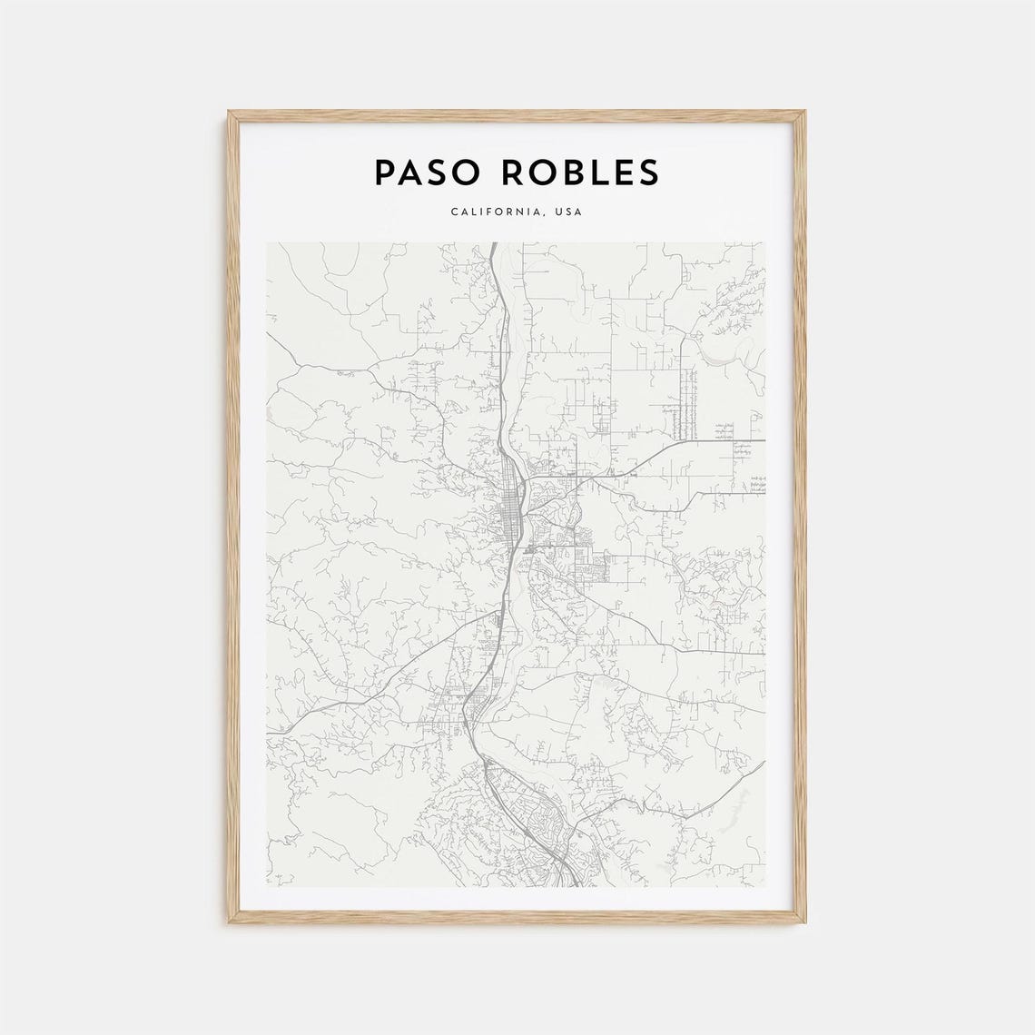 Paso Robles California USA Minimalist Street Map Decor Art Poster