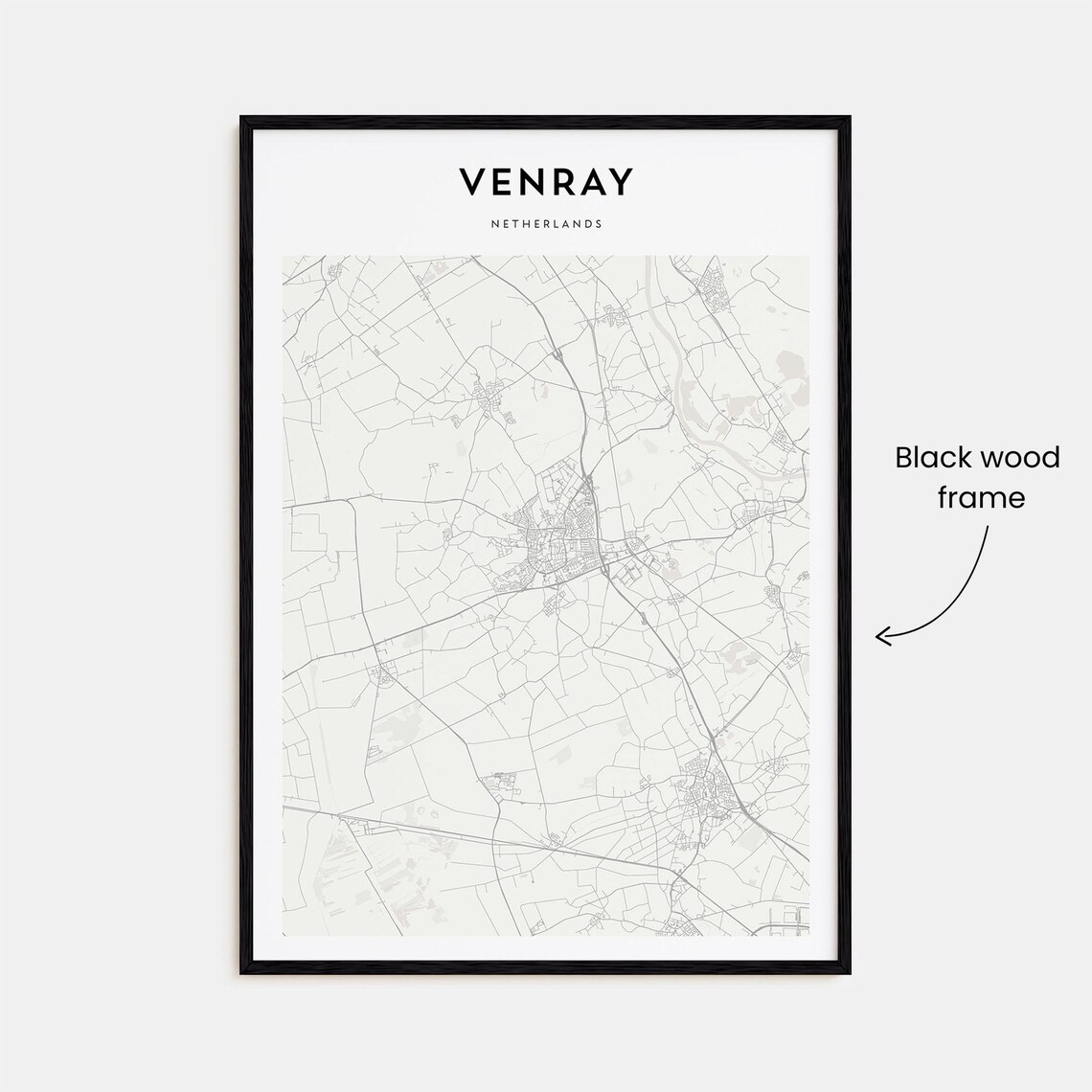 Venray Netherlands Minimalist Black White City Street Map Print - Image 3