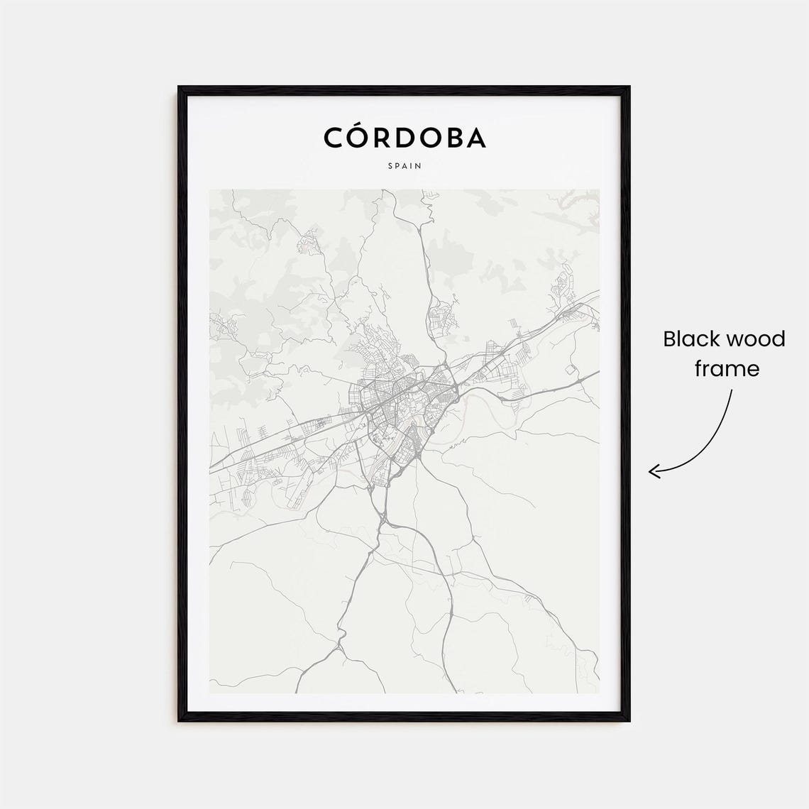 Cordoba Spain Minimalist City Street Map Poster with Bold Typography - Image 3
