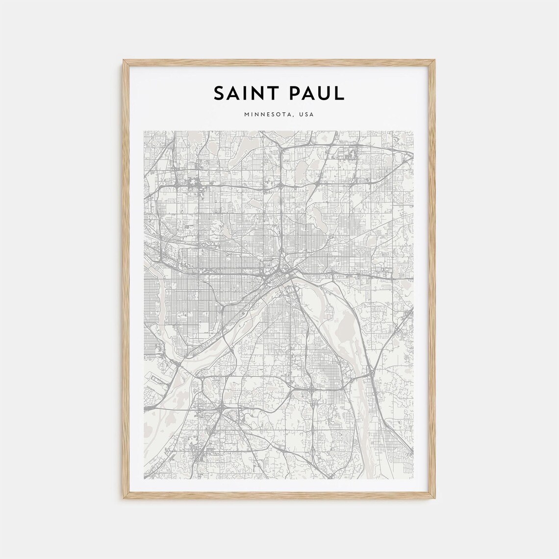 Saint Paul Minnesota Minimalist Street Map Twin Cities Travel Poster