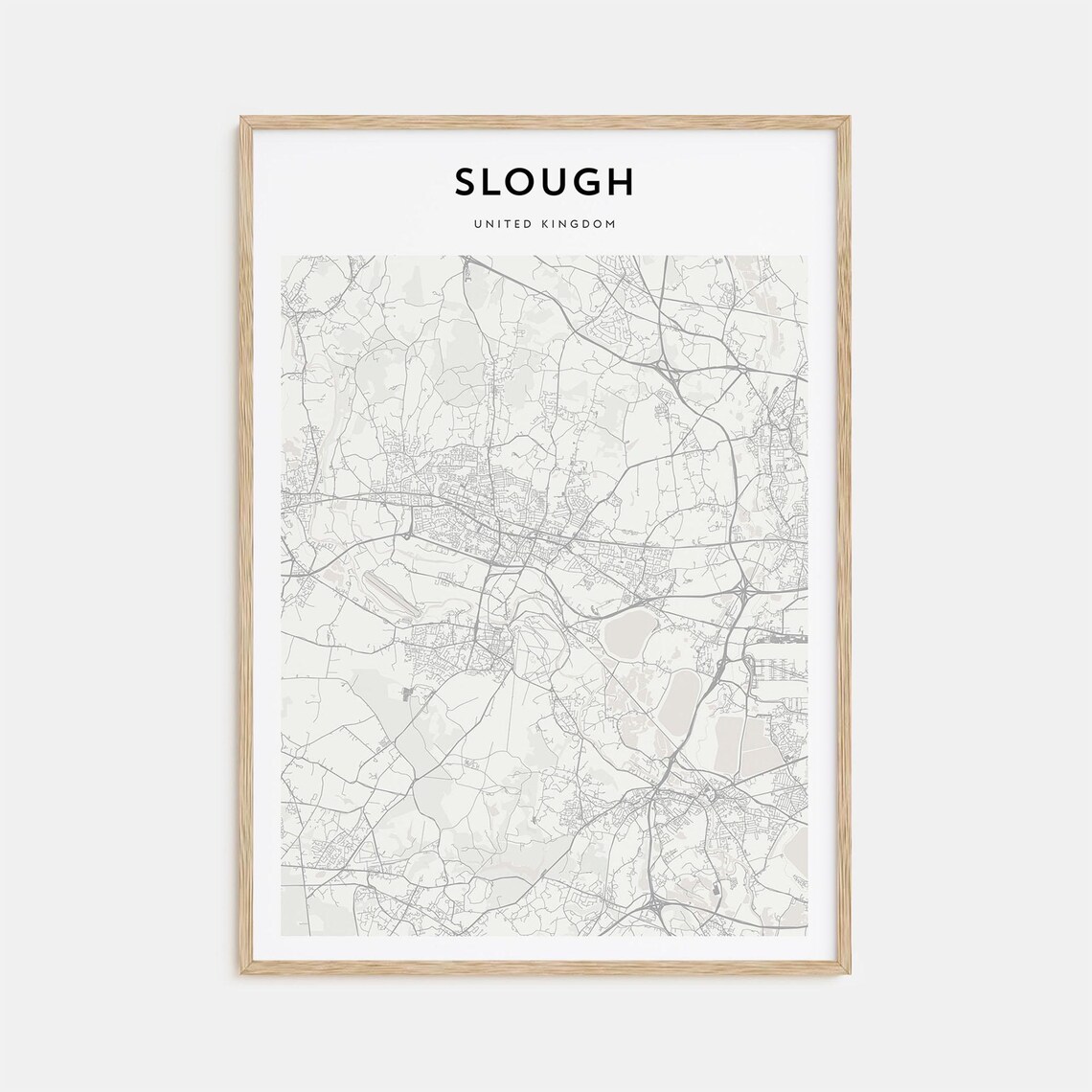 Slough United Kingdom City Street Map Scandinavian Minimalist Poster