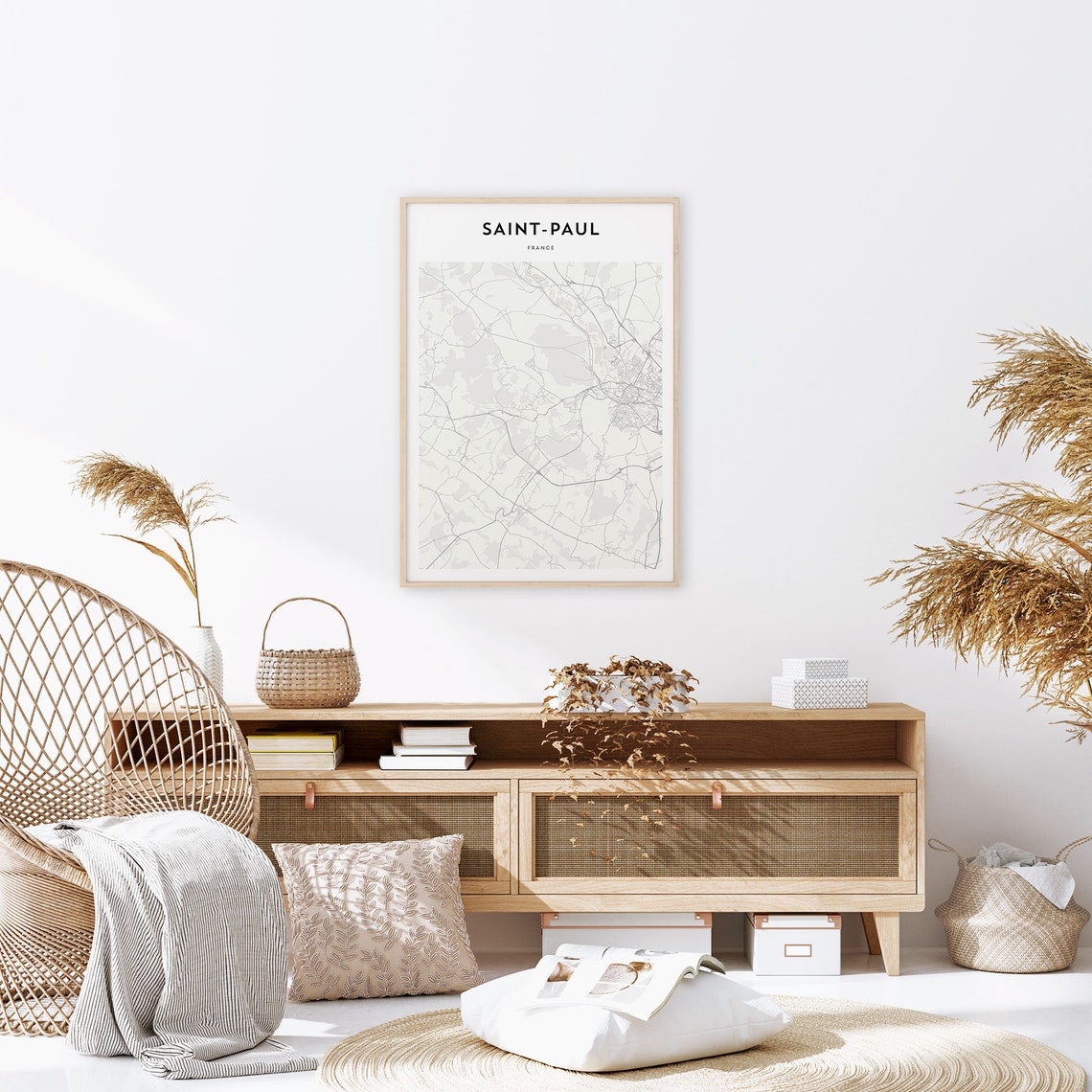 Saint-Paul France Minimalist City Street Map Black White Art Poster - Image 2