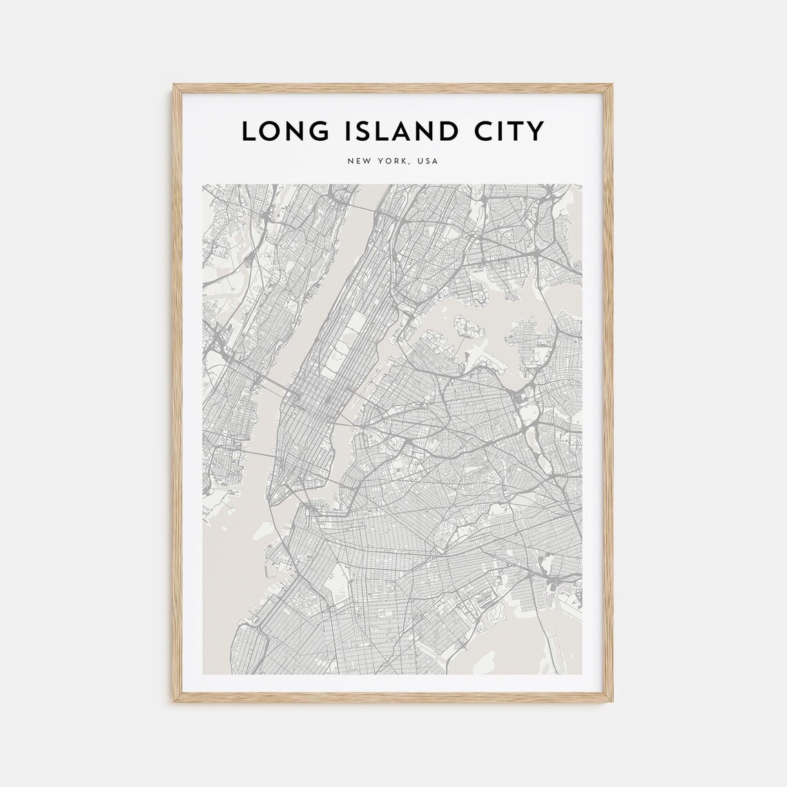 Long Island City New York, USA Minimalist City Map Travel Poster