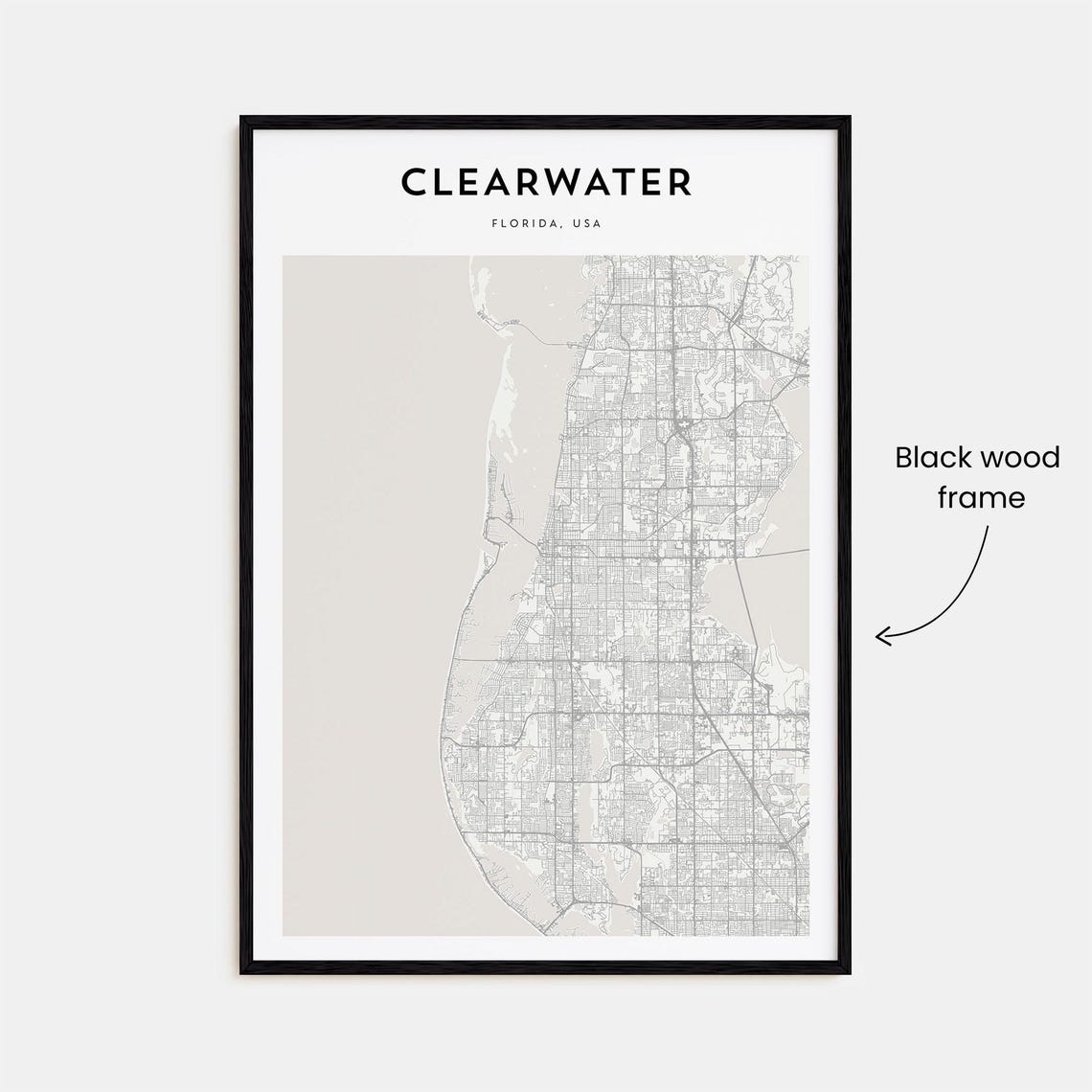 Clearwater Florida Gulf Coast Minimalist Beach Town Map Decor Poster - Image 3