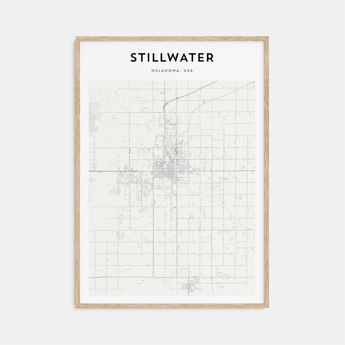 Stillwater Oklahoma Minimalist City Street Map Line Art Poster