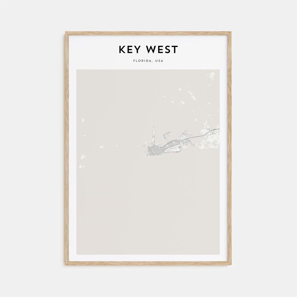 Key West Florida Minimalist Coastal Street Map Island Decor Poster