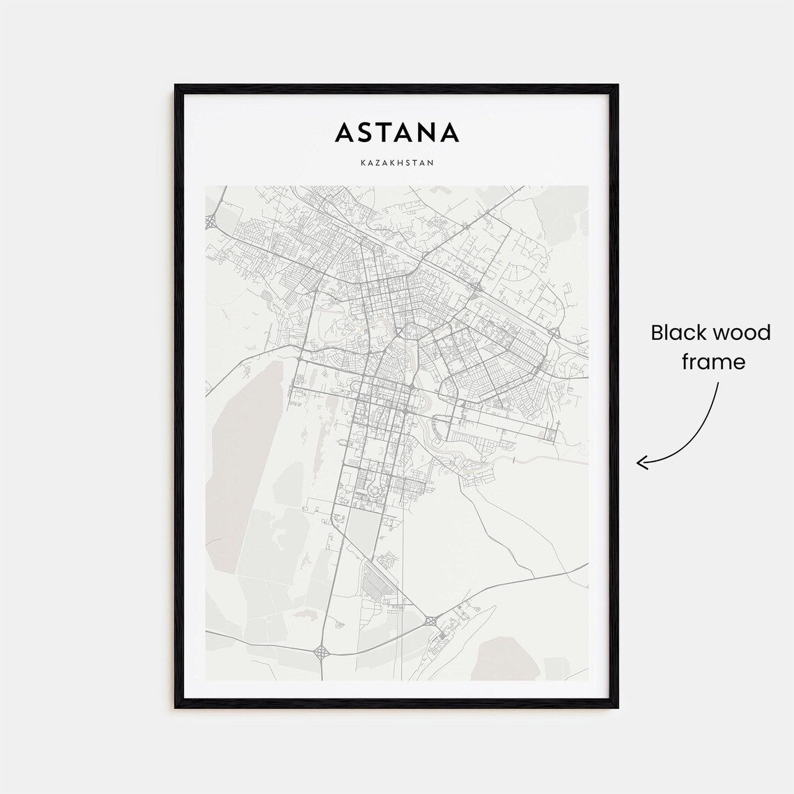 Astana Kazakhstan Minimalist Detailed City Map Street Grid Poster - Image 3