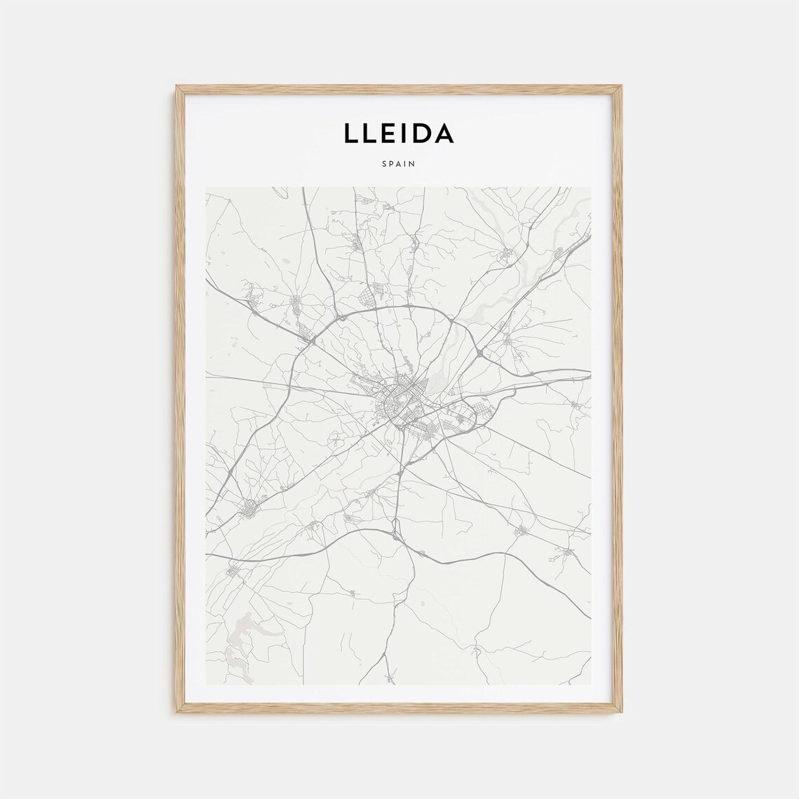 Lleida Spain City Street Map Minimalist Line Art Travel Poster