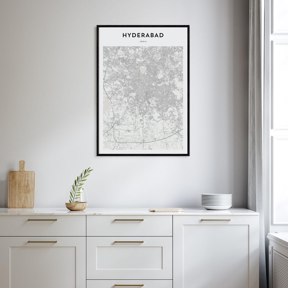 Hyderabad India Street Map Poster Minimalist Modern Wall Decor - Image 2