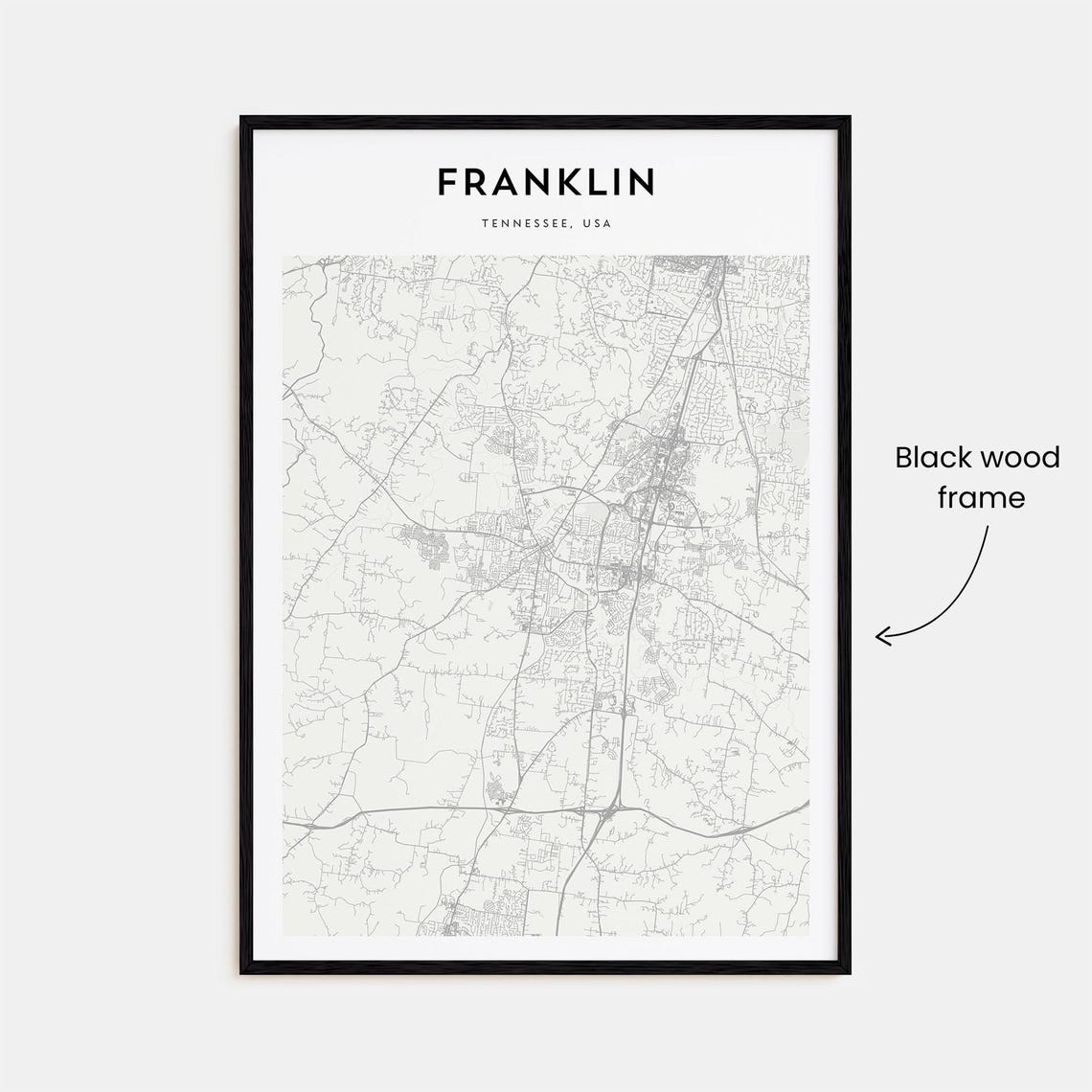 Franklin Tennessee USA Minimalist Beige City Map Home Decor Poster - Image 3