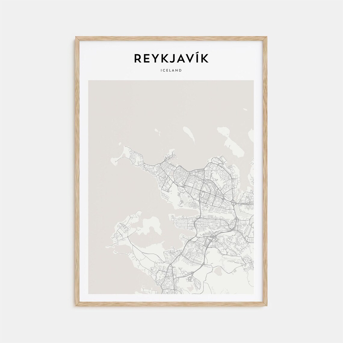 Modern Minimalist Reykjavik Iceland Capital City Street Map Poster
