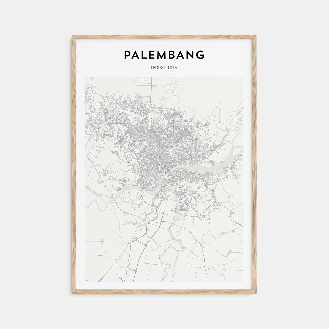 Palembang Indonesia Minimalist Street Map City Travel Art Poster