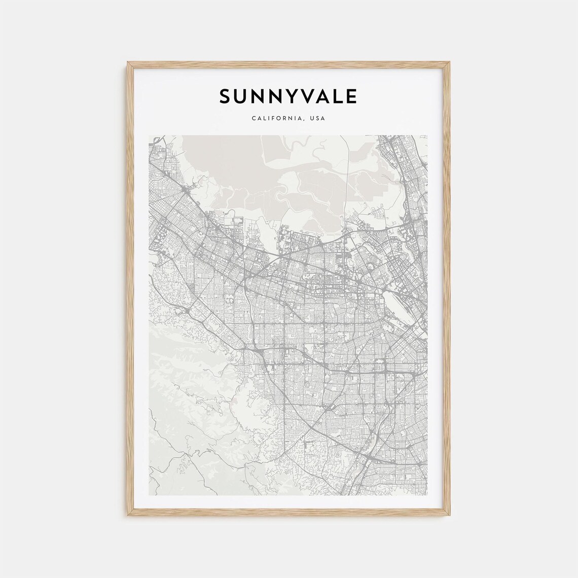 Sunnyvale California USA Minimalist Black White City Map Street Poster