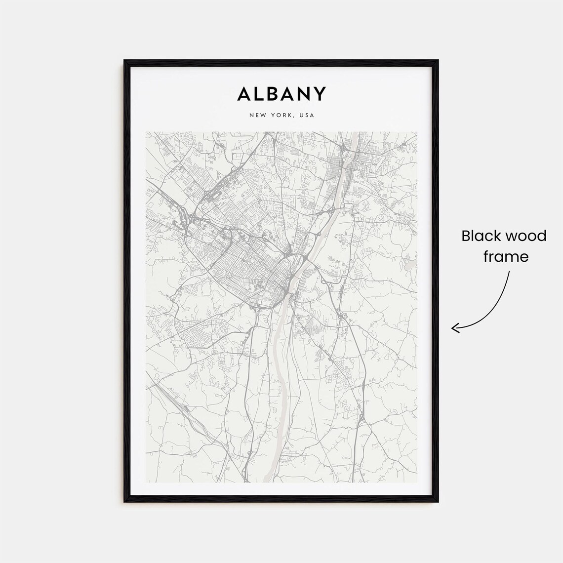 Albany New York Minimalist Capital City Street Map Travel Poster - Image 3