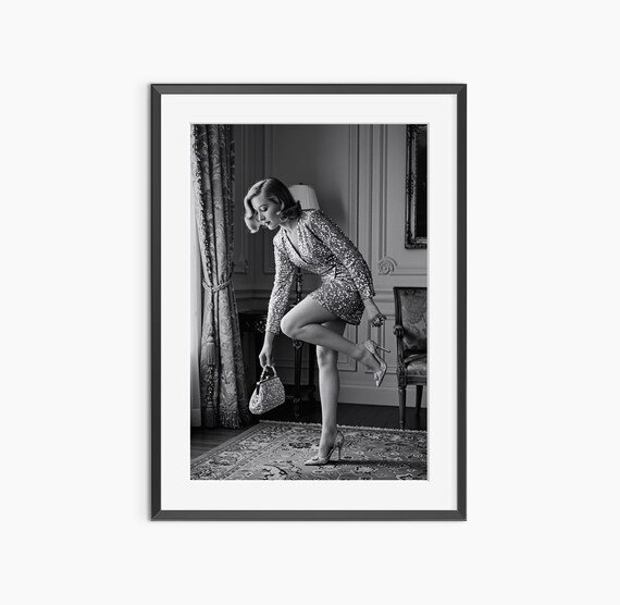 Black White Fashion Photo Sequin Dress High Heel Style Wall Art