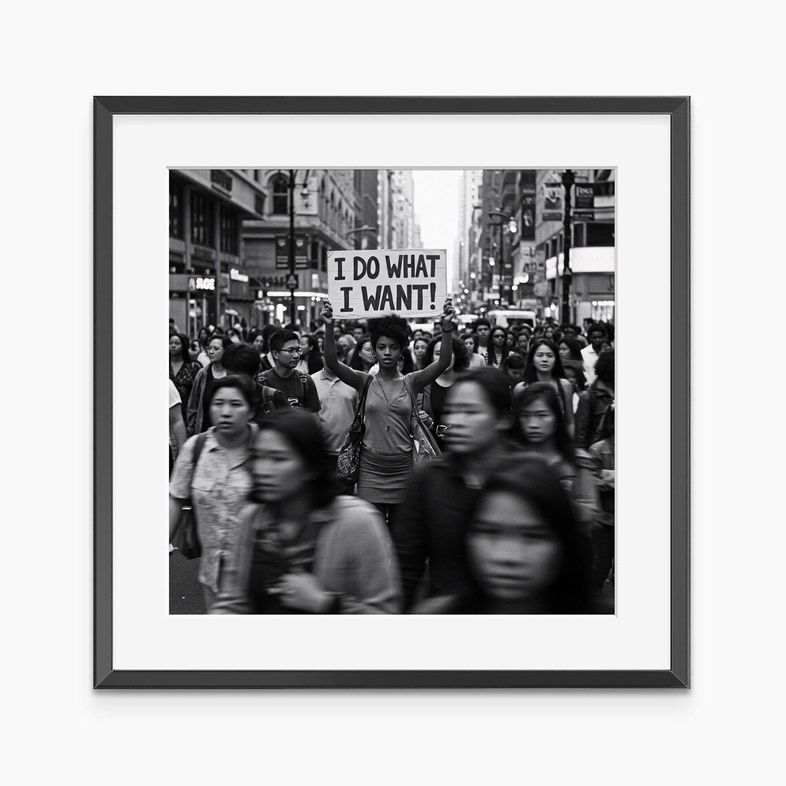 Black And White Woman Holding I Do What I Want Sign Photo Poster