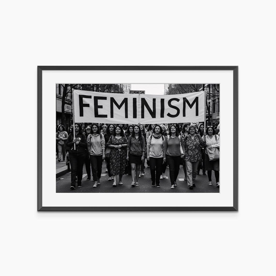 Feminism Banner Womens March Black and White Protest Photo Poster