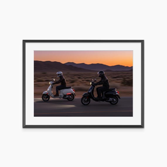 Motorcycle Wall Art Photography Prints Poster Sunset Fine Print Museum Quality