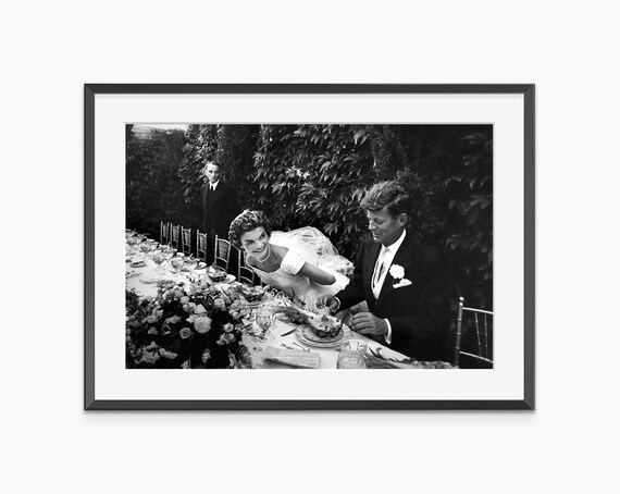 John F Kennedy Jacqueline Kennedy Wedding Day Vintage Photo Print