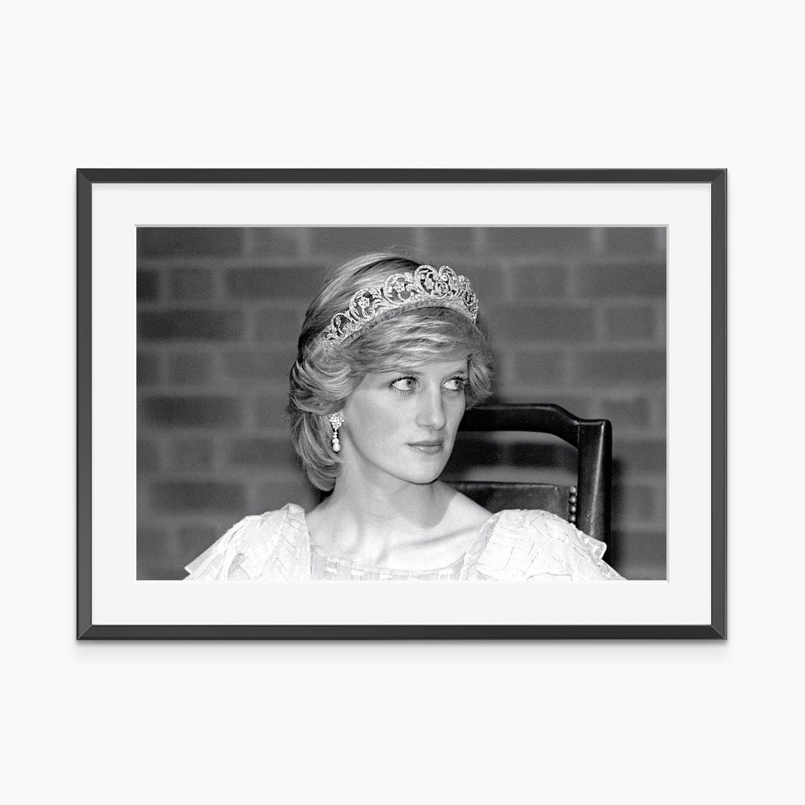 Princess Diana Spencer Tiara Black and White Portrait Poster