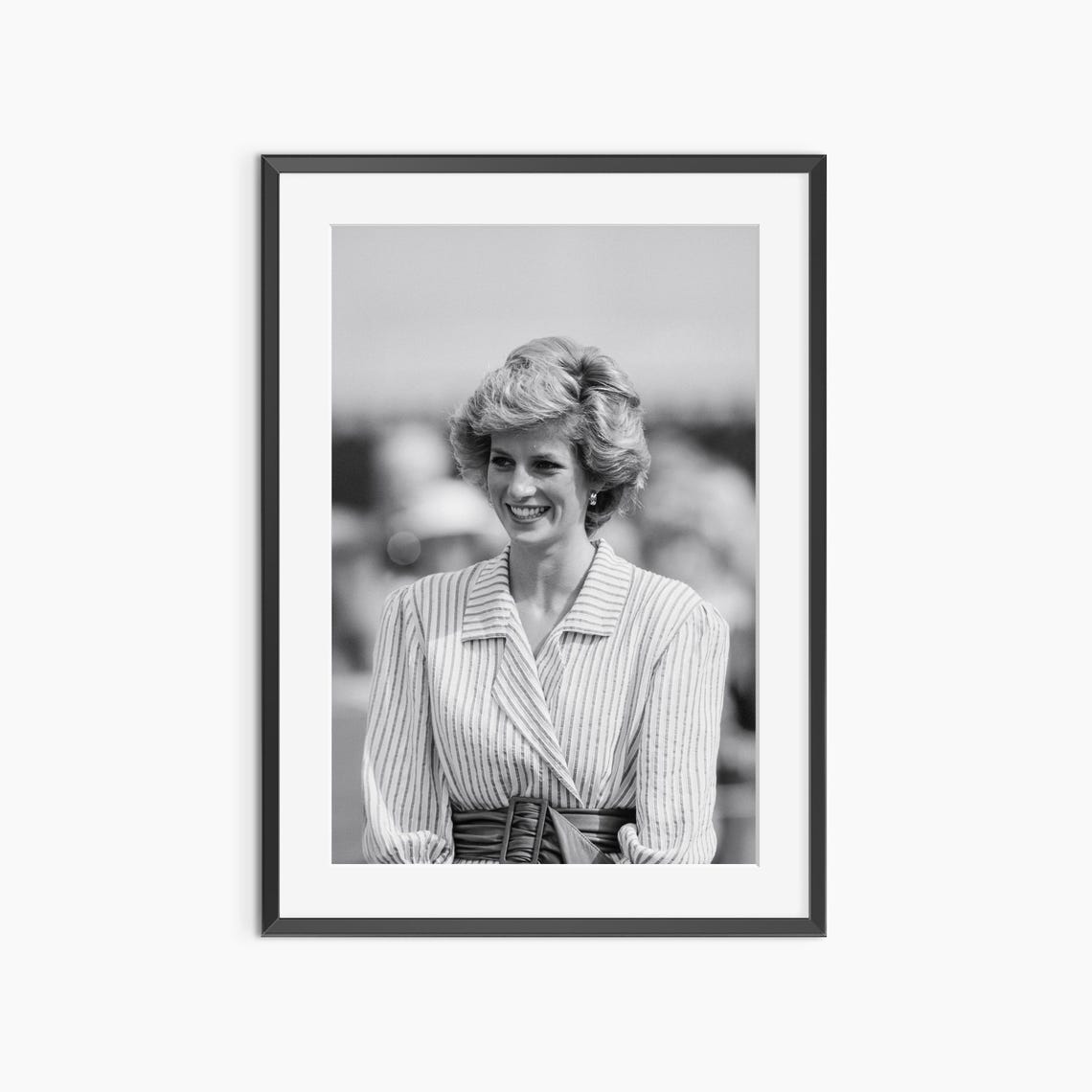 Princess Diana Smiling Black And White Photo Retro Royalty Print