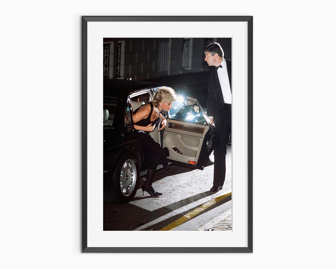 Princess Diana in Black Dress Iconic Night Out Photography Poster