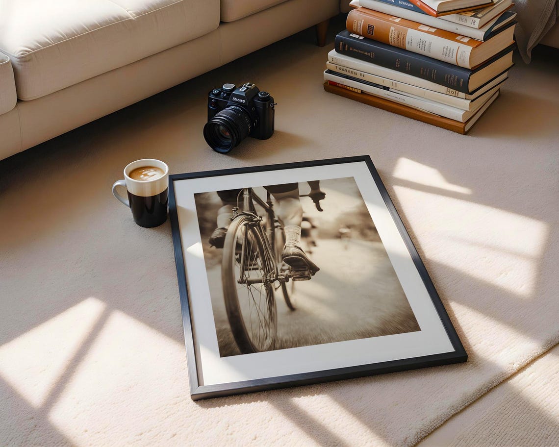 Vintage Bicycle Race Pedaling Sepia Photo Retro Cycling Art Poster - Image 5