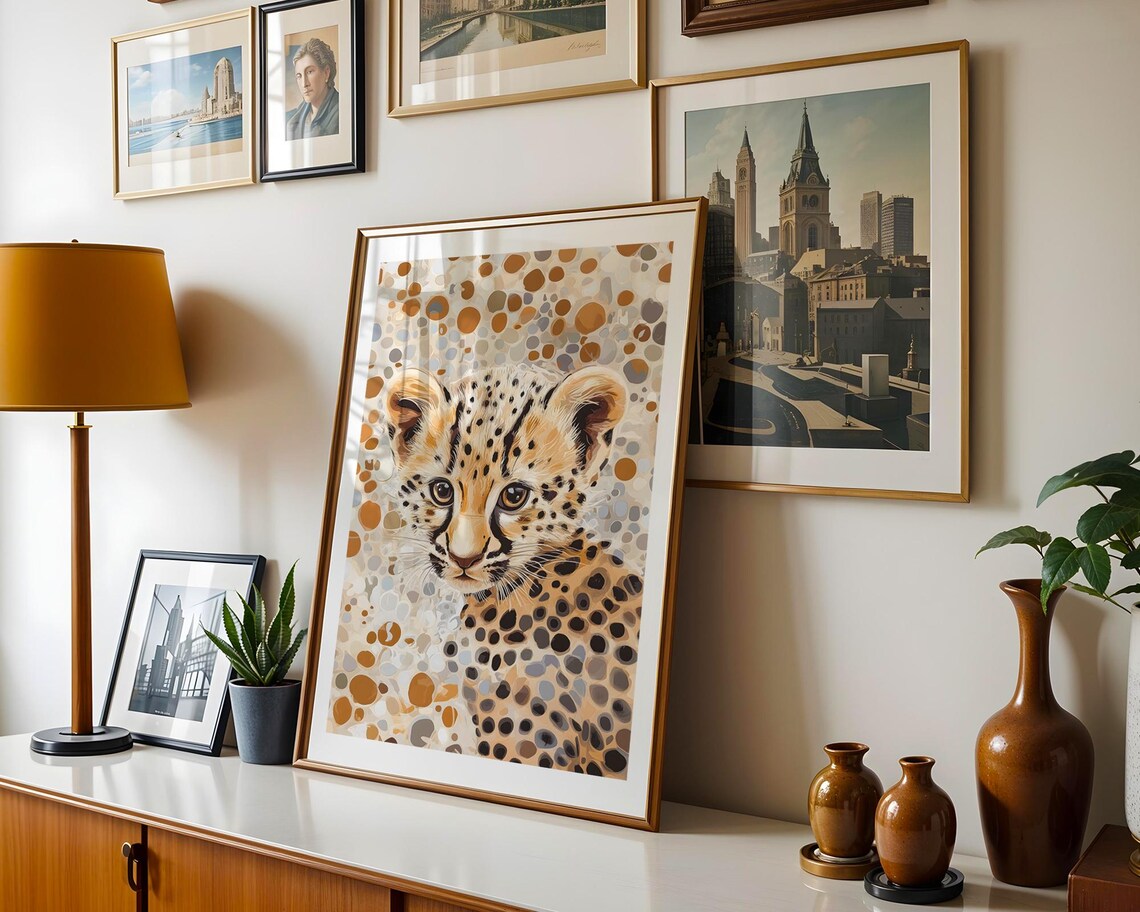 Leopard Cub Portrait Golden Dots Cute Big Cat Wildlife Art Poster - Image 5