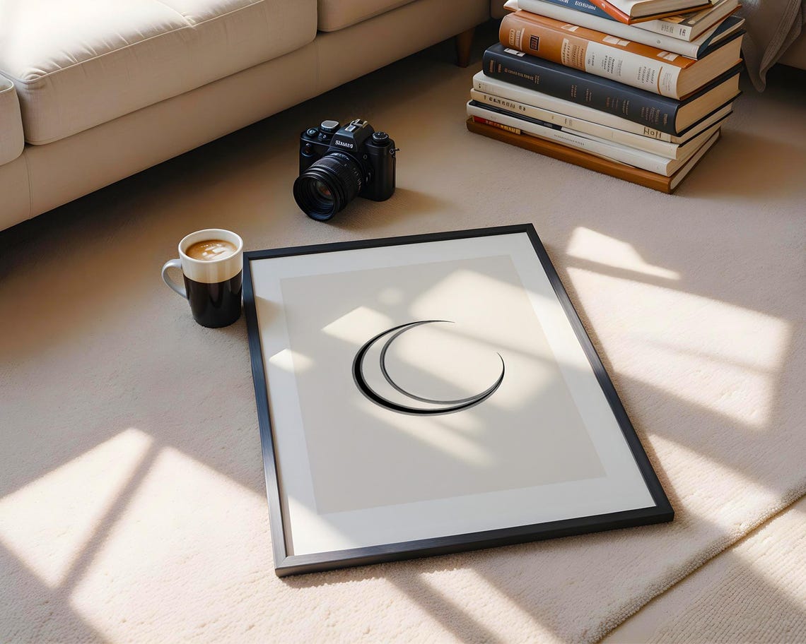 Double Crescent Moon Line Art Minimalist Celestial Decor Poster - Image 5