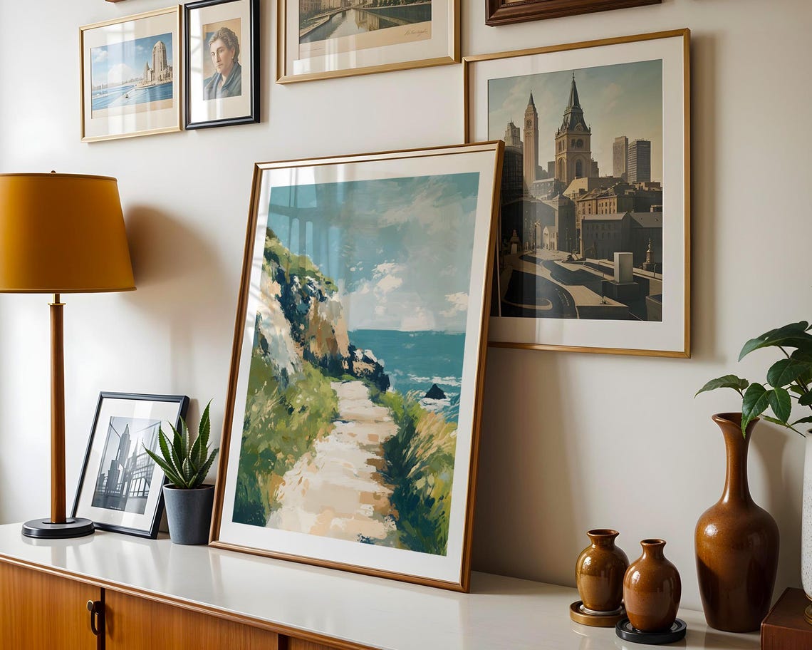 Coastal Cliff Path Impressionist Sea View Ocean Walkway Poster - Image 3