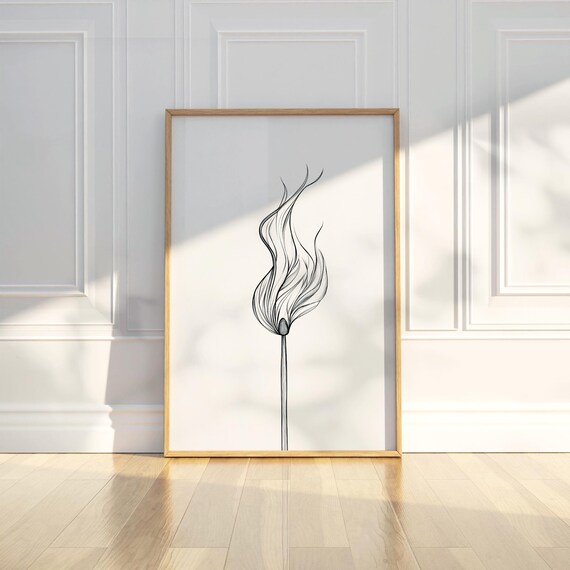 Minimalist Matchstick Match Stick Line Art Sketch Drawing Painting Trendy Poster Wall Print Modern Home Decor