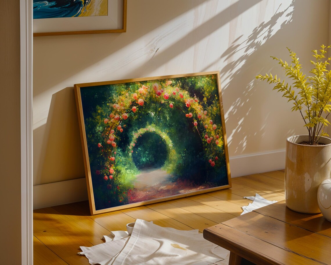 Blooming Rose Tunnel Impressionist Garden Path Flower Arch Poster - Image 5