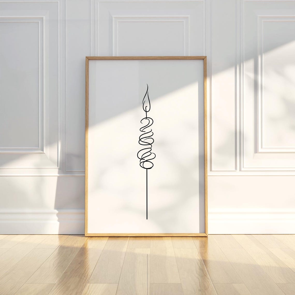 Single Continuous Line Flower Bud Minimalist Botanical Poster