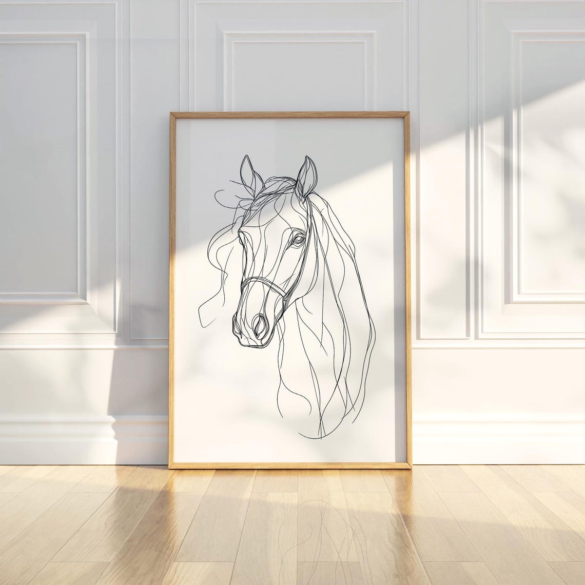 Minimalist Horse Head Continuous Line Drawing Equestrian Poster
