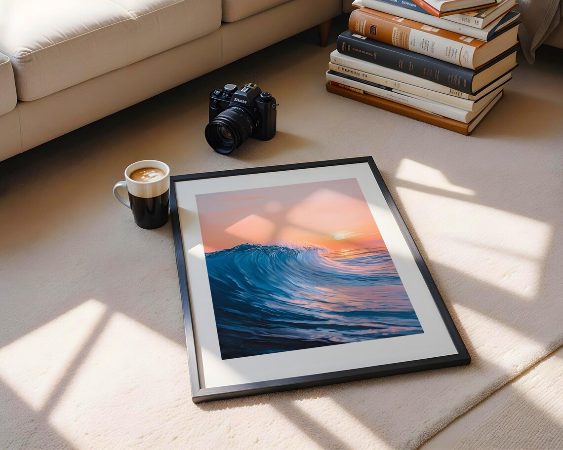 Ocean Wave Sunset Realistic Seascape Painting Coastal Art Poster - Image 5