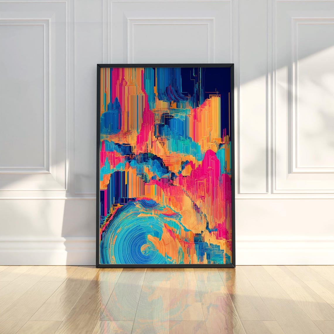 Colorful Abstract Brush Stroke Pink Blue Orange Modern Art Print